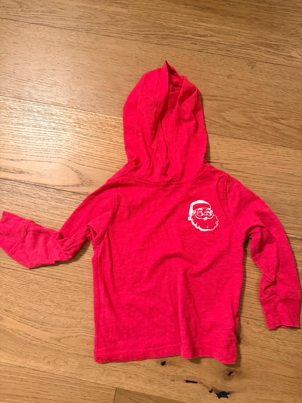 Crewcuts Bright Red Hooded Sweatshirt with Santa Graphic